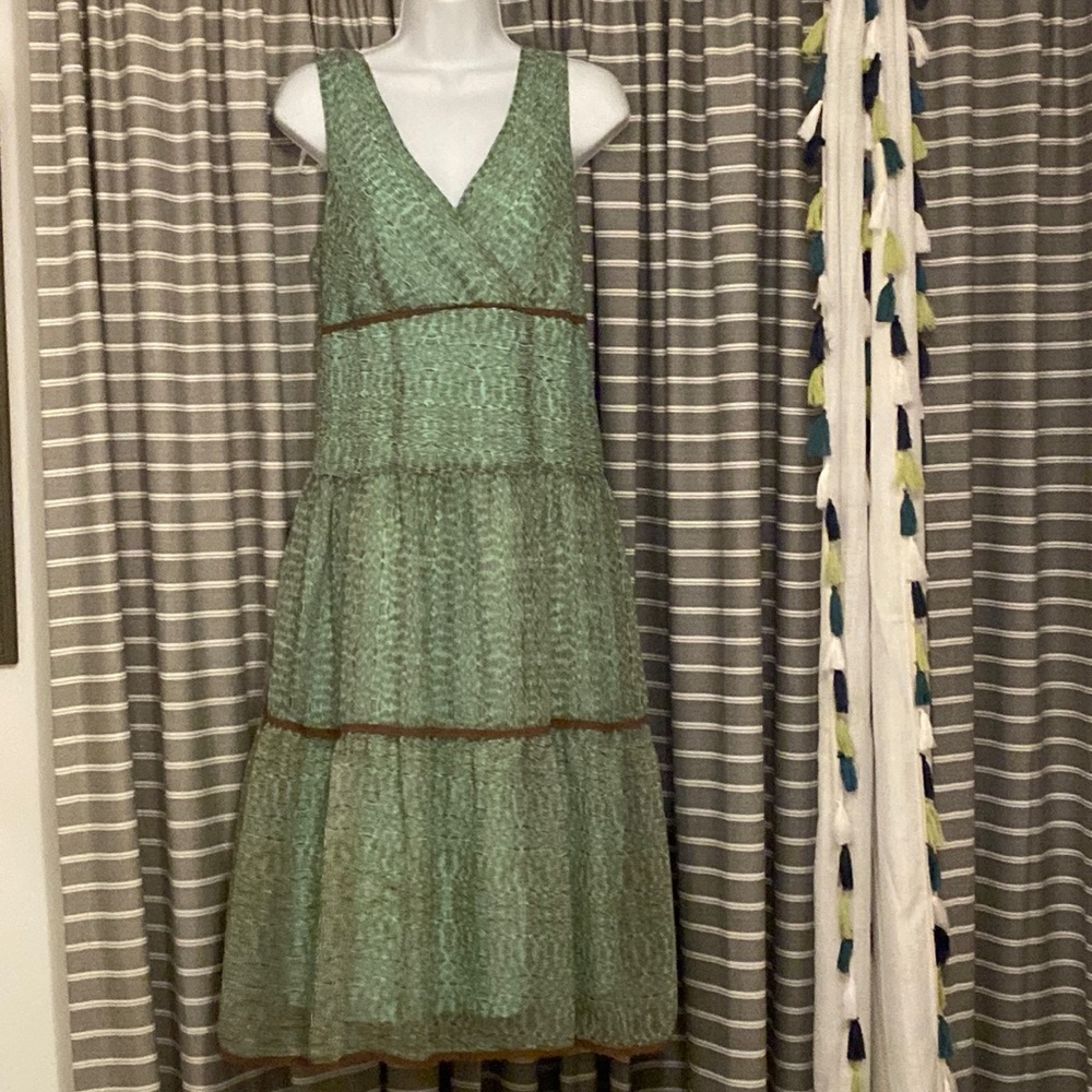 Turquoise and brown dress